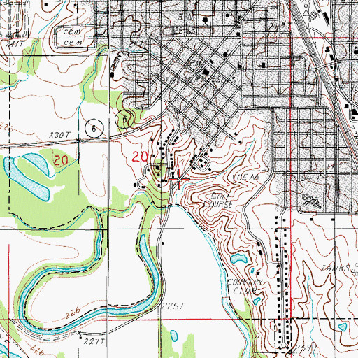 Topographic Map of Saint Joseph Catholic Cemetery, MO