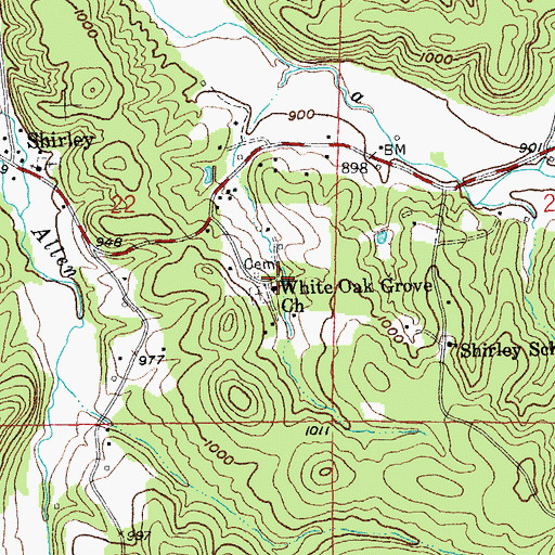 Topographic Map of Wilson Family Cemetery, MO