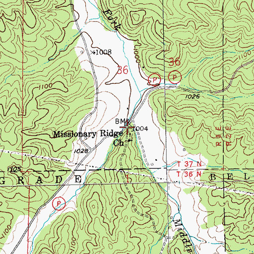 Topographic Map of High Point - Missionary Ridge Cemetery, MO