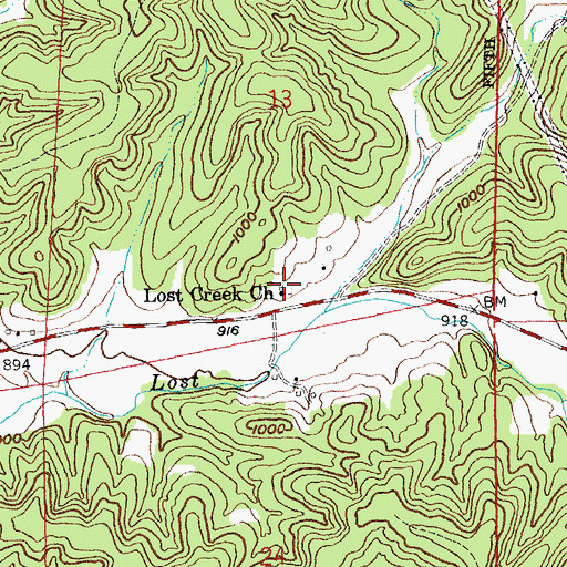 Topographic Map of Lost Creek Cemetery, MO
