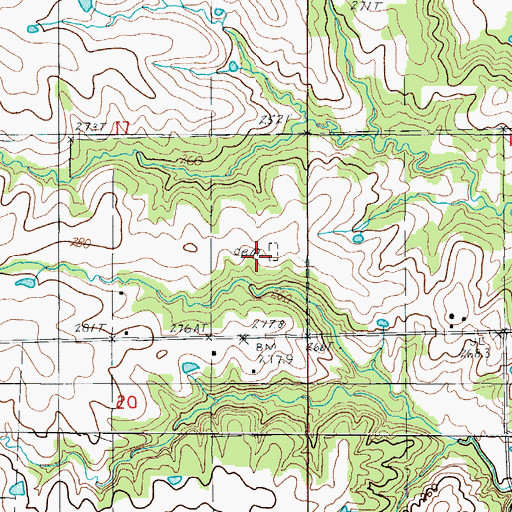 Topographic Map of Lucas Cemetery, MO