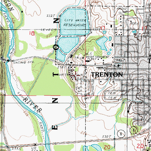 Topographic Map of Roselawn Cemetery, MO