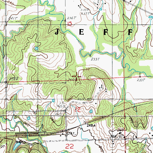 Topographic Map of Sandridge Cemetery, MO