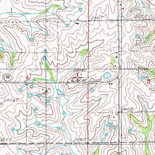 Topographic Map of Berry Cemetery, MO
