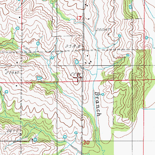 Topographic Map of Mount Zion Cemetery, MO