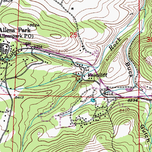 Topographic Map of Ferncliff, CO