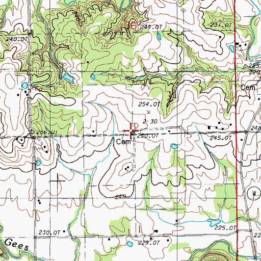 Topographic Map of Coy Cemetery, MO