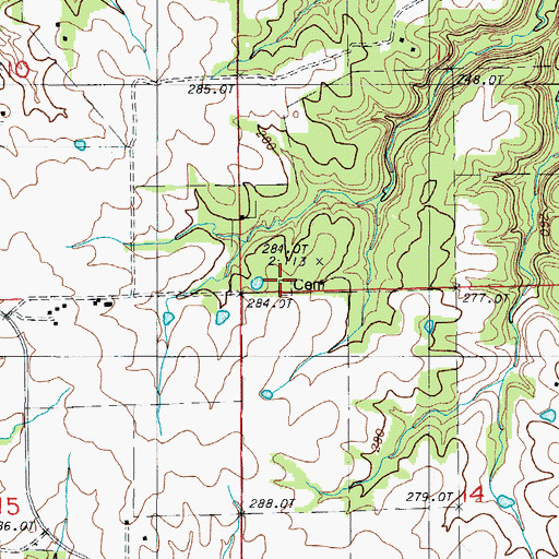 Topographic Map of Dockery Cemetery, MO