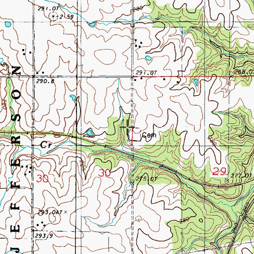 Topographic Map of Gees Creek Cemetery, MO