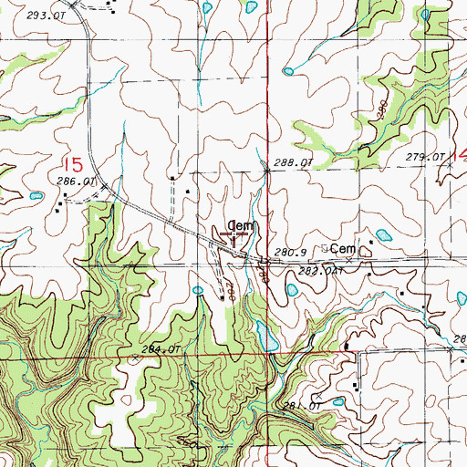 Topographic Map of Lilly Grove Cemetery, MO