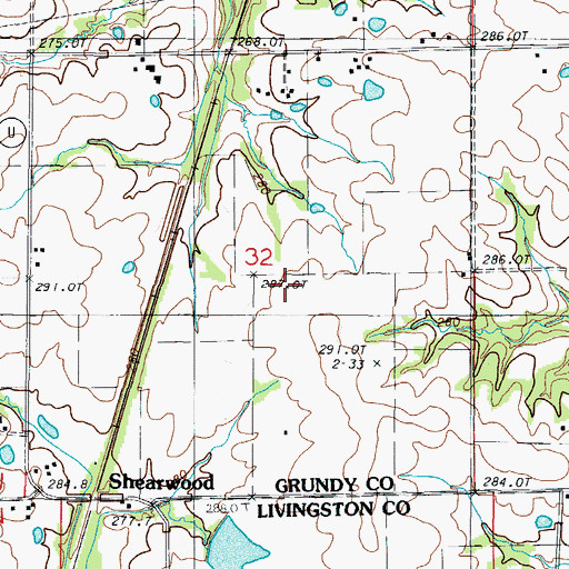 Topographic Map of Livingston Cemetery, MO