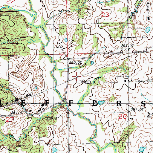 Topographic Map of Matt Green Cemetery, MO