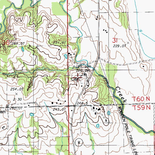 Topographic Map of Shelburne Cemetery, MO