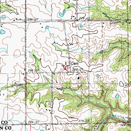 Topographic Map of Thompson Cemetery, MO