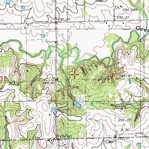 Topographic Map of Woldridge Cemetery, MO