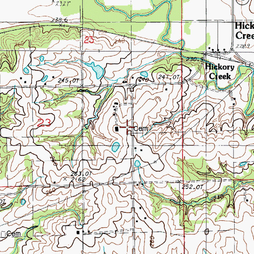 Topographic Map of Gee Cemetery, MO