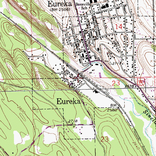 Topographic Map of Eureka, MT