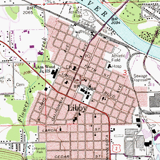 Topographic Map of Libby Volunteer Fire Department, MT