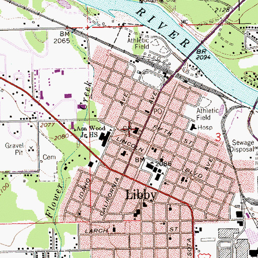 Topographic Map of Lincoln County Courthouse, MT