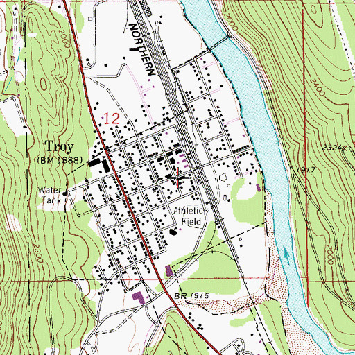Topographic Map of Troy Volunteer Fire Department, MT