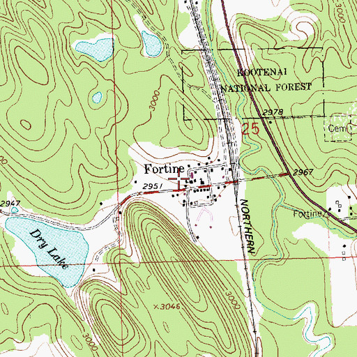 Topographic Map of Fortine Elementary School, MT