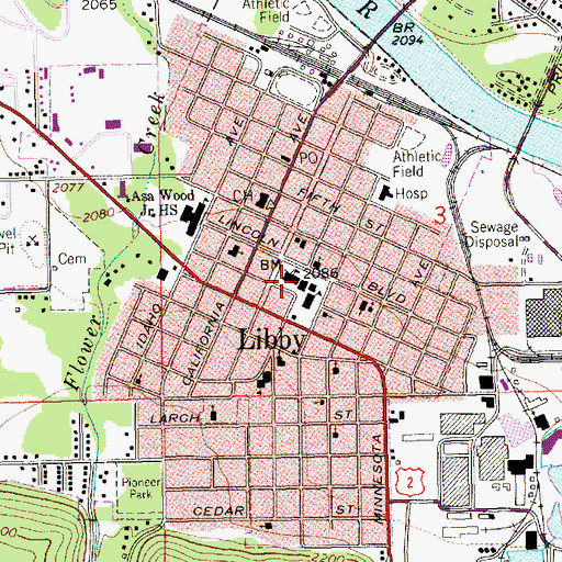 Topographic Map of Lincoln Building, MT