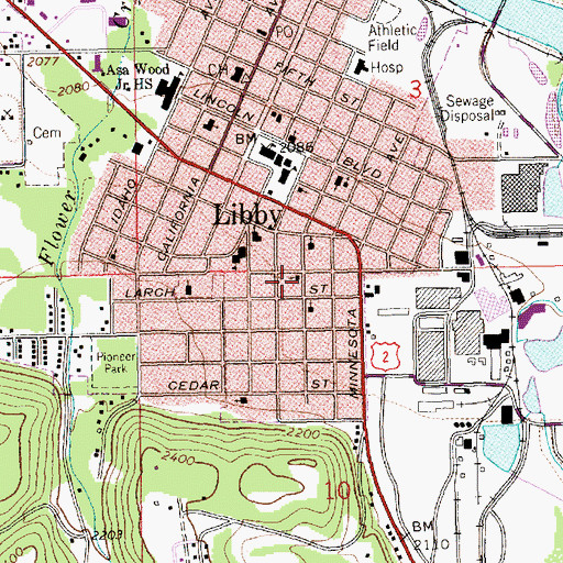 Topographic Map of Assembly of God Church, MT