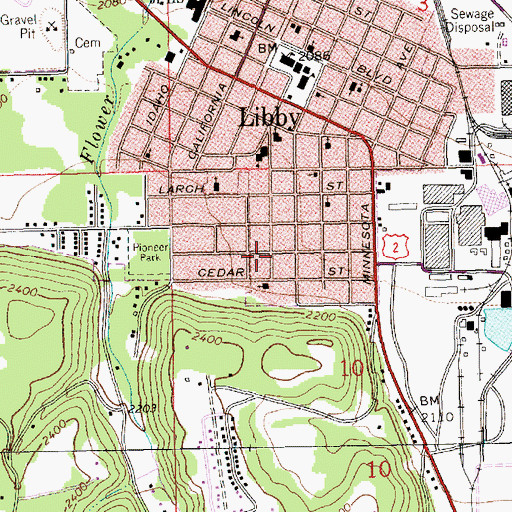 Topographic Map of Libby Baptist Church, MT