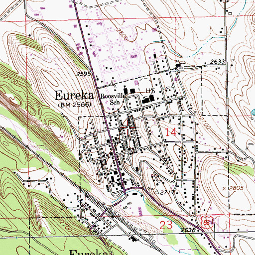 Topographic Map of Eureka Christian Center, MT