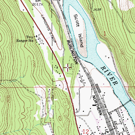 Topographic Map of Troy Cemetery, MT