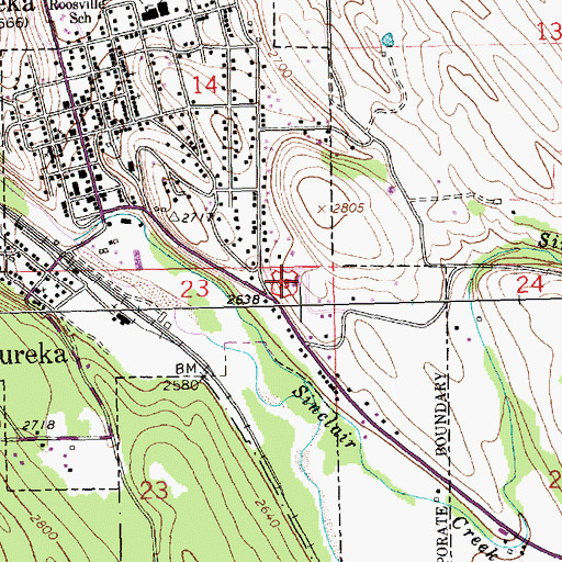 Topographic Map of Mountain View Manor Good Samaritan Center, MT