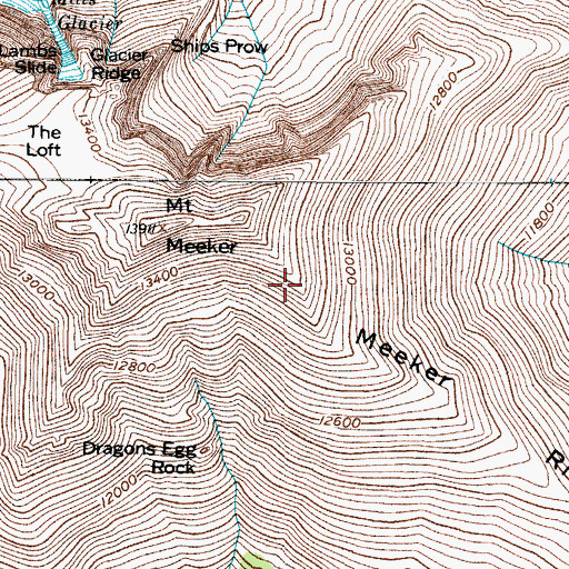 Topographic Map of Meeker Ridge, CO