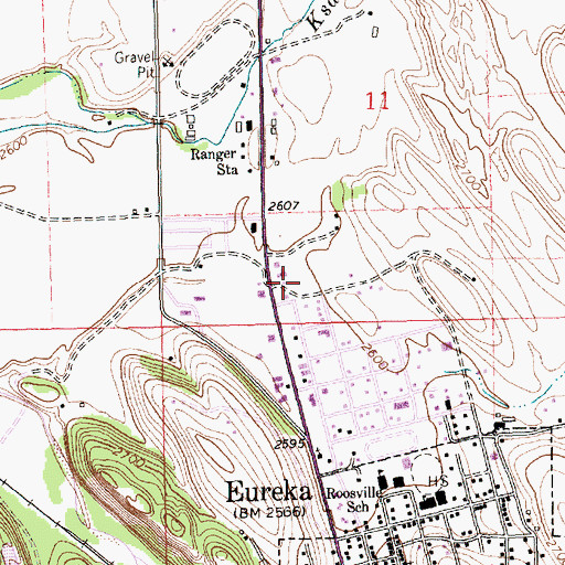 Topographic Map of Eureka Post Office, MT