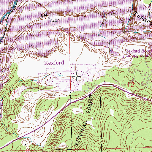 Topographic Map of Rexford Post Office, MT