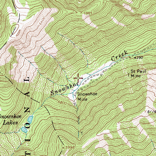 Topographic Map of Snowshoe Post Office (historical), MT