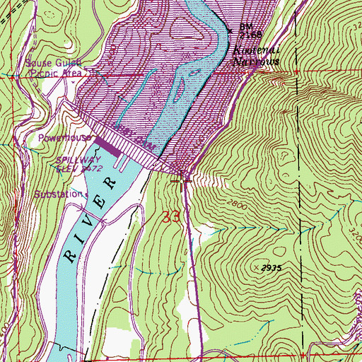 Topographic Map of Libby Dam Visitor Center, MT