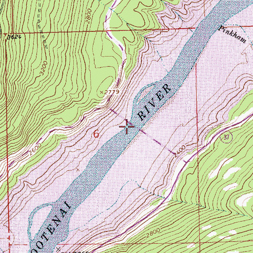 Topographic Map of Koocanusa Bridge, MT