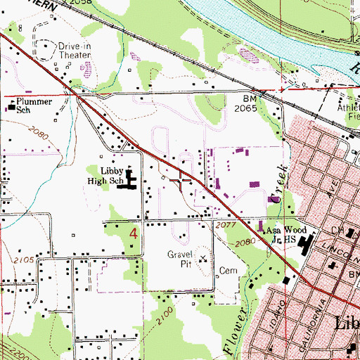Topographic Map of Libby Shopping Center, MT