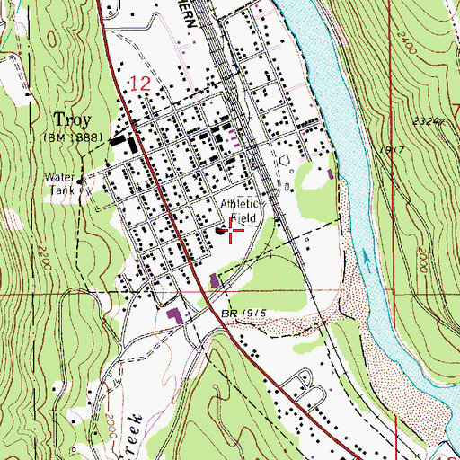 Topographic Map of Troy City Park, MT