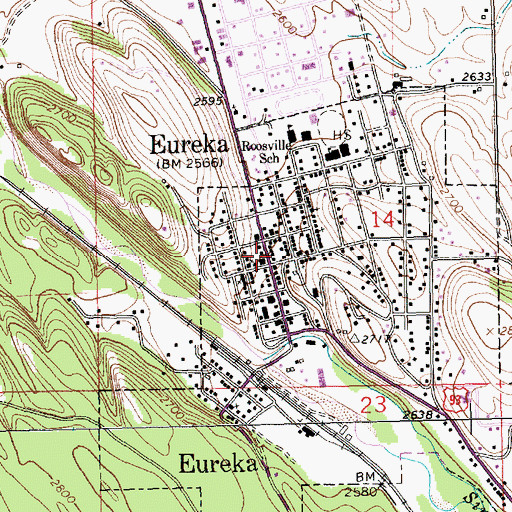 Topographic Map of Eureka Branch Library, MT