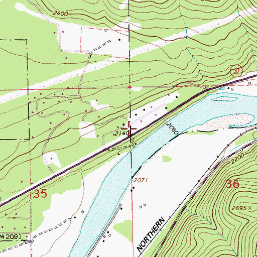 Topographic Map of Rivers Edge Mobile Home Park, MT