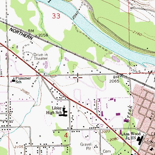 Topographic Map of Green Acres, MT