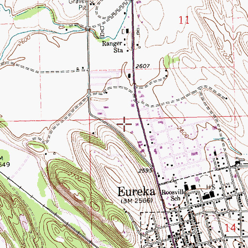 Topographic Map of Mountain View Mobile Home Park, MT