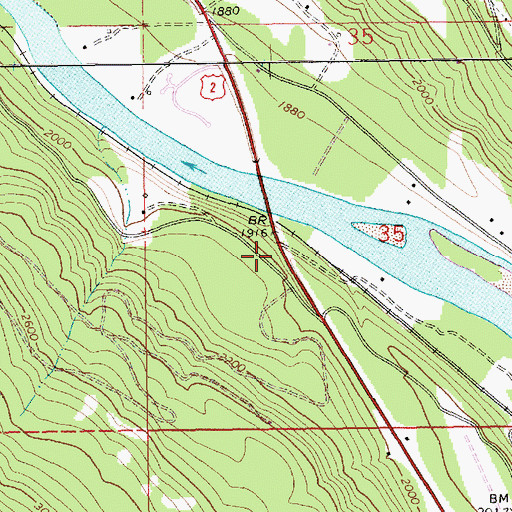 Topographic Map of Kootenai River Campground, MT