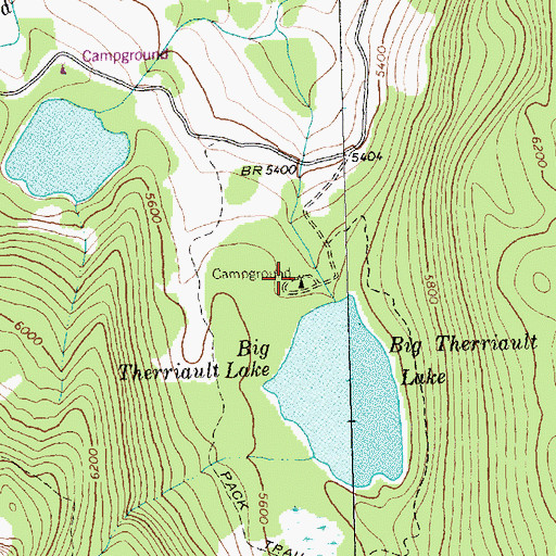 Topographic Map of Big Therriault Campground, MT