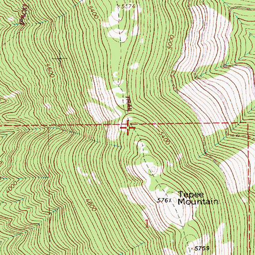Topographic Map of Tepee Mountain Trail, MT