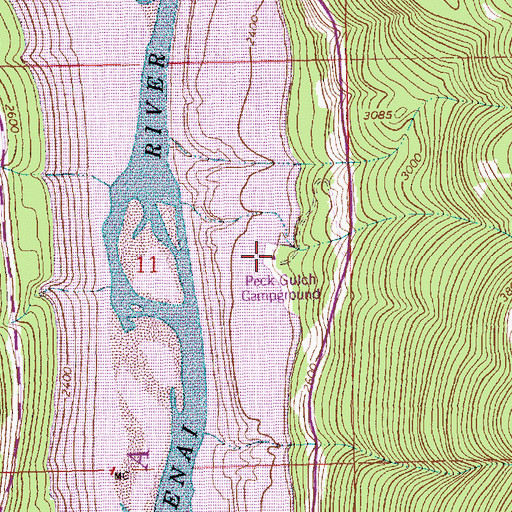 Topographic Map of Peck Gulch Campground, MT