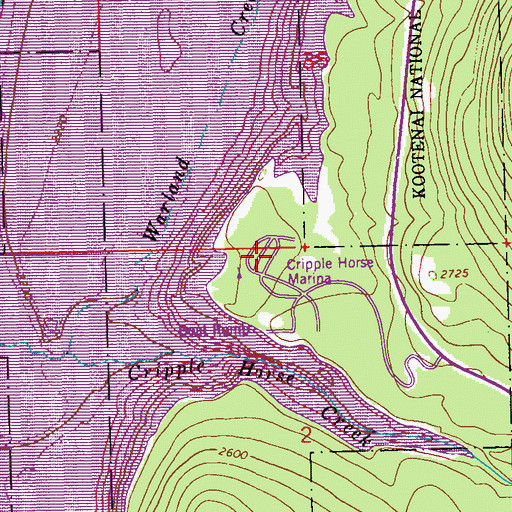 Topographic Map of Cripple Horse Marina, MT