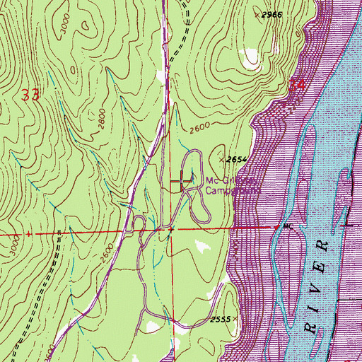 Topographic Map of McGillivray Campground, MT