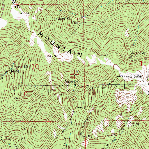Topographic Map of Grouse Mountain (historical), MT